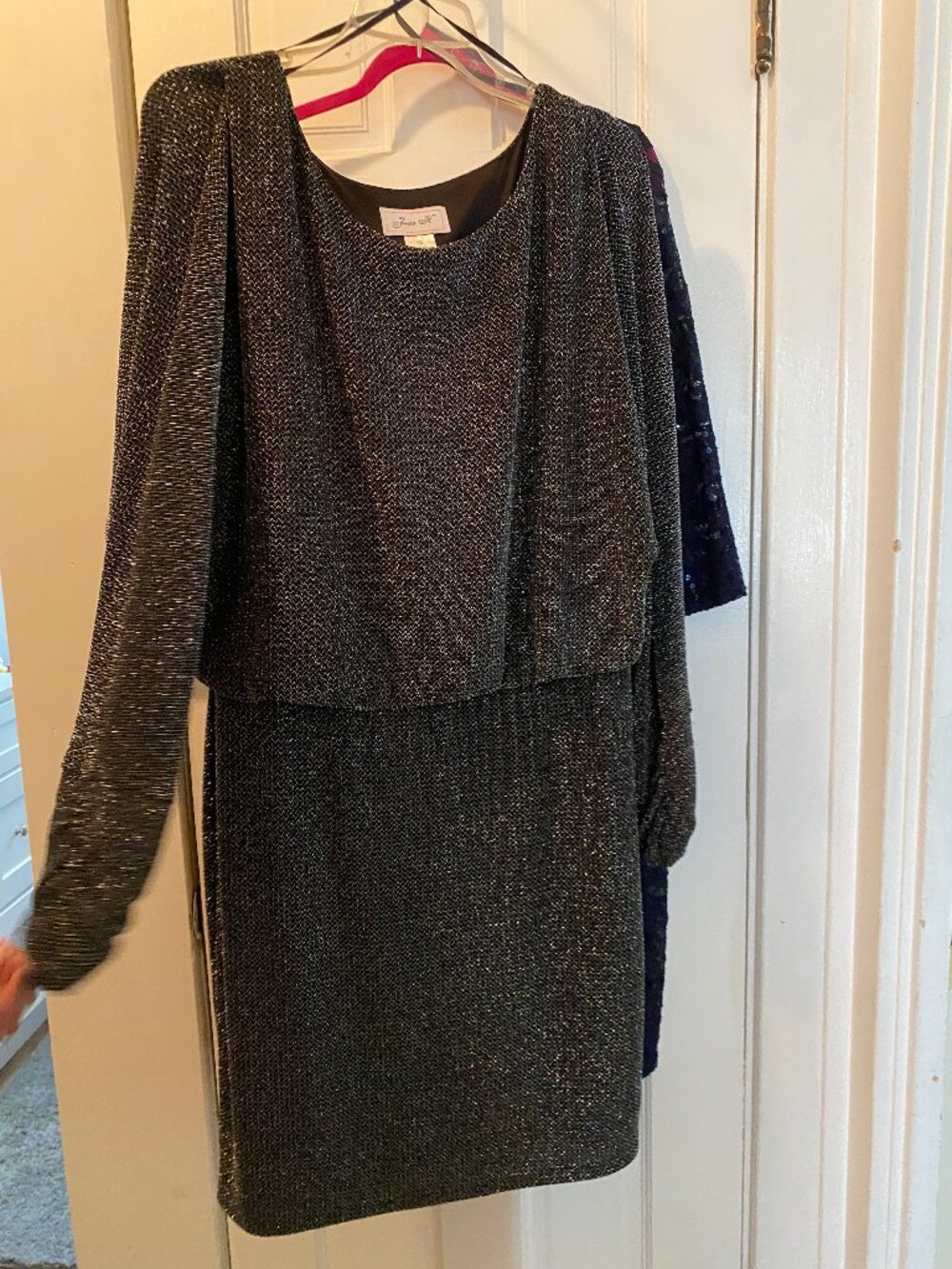 Metallic Gun Metal Black Blouse- On Dress